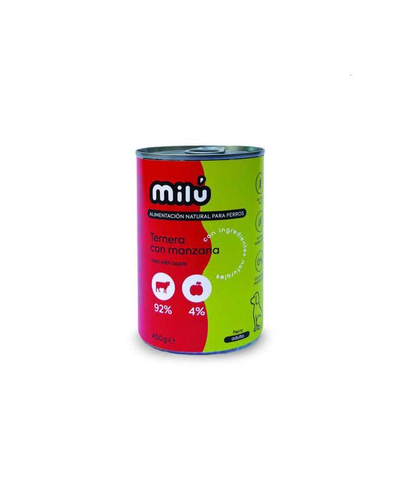 Milu Lata Perro Ternera Manzana 400 Gr